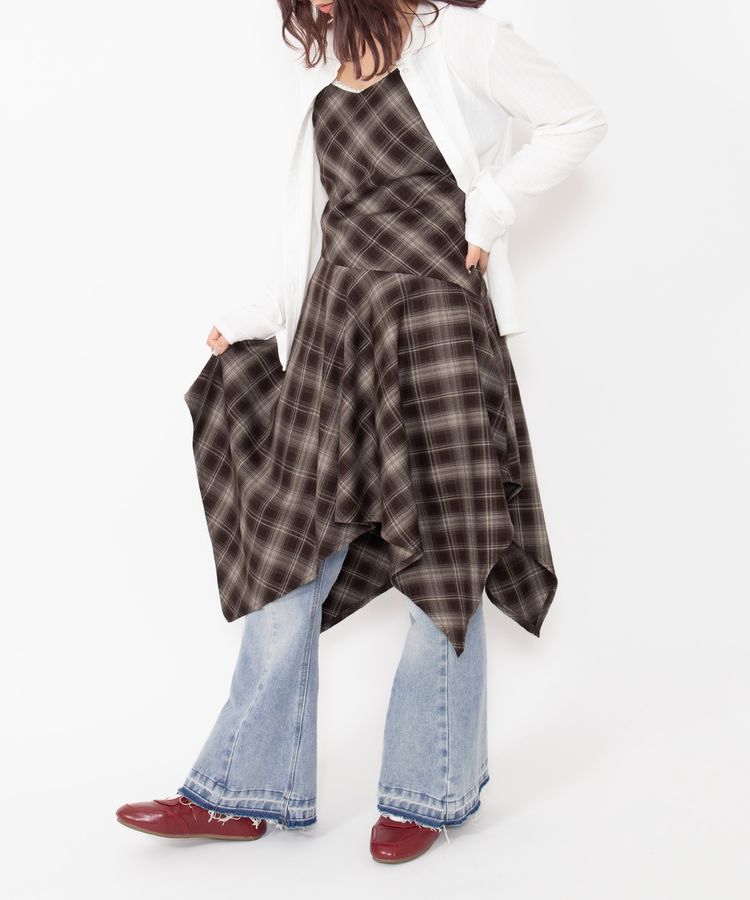 カットオフデニムフレアパンツ