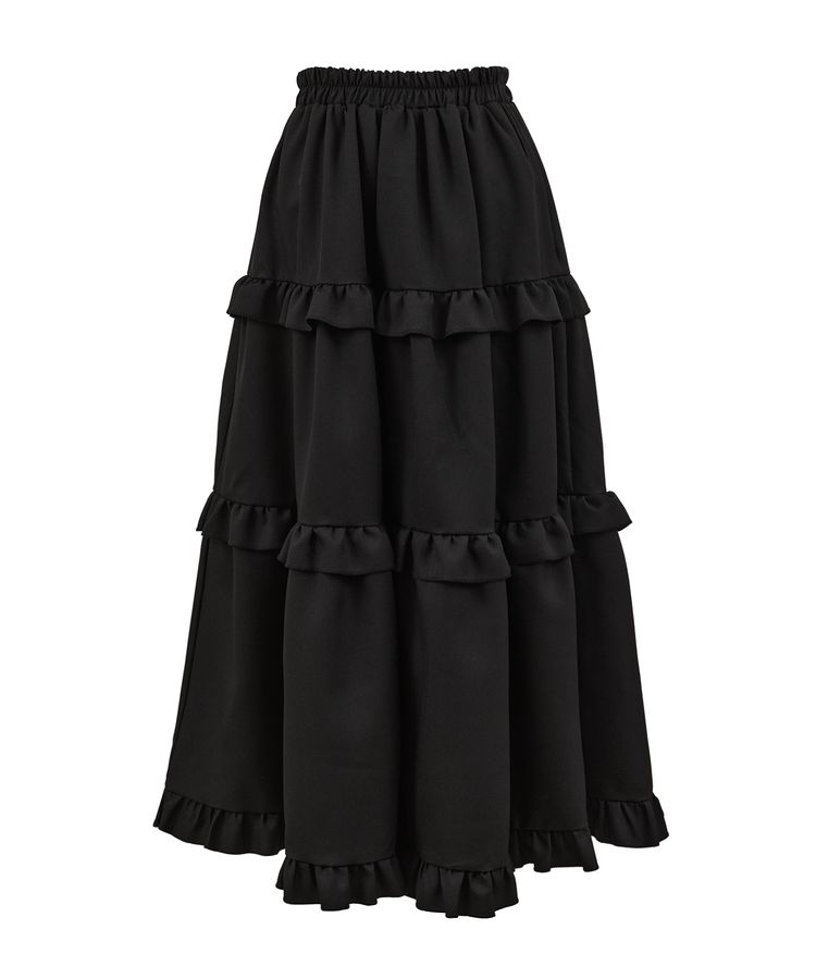 フリルティアードロングスカート