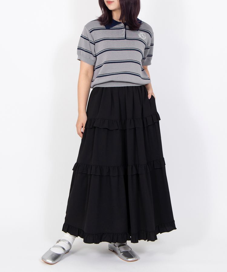 フリルティアードロングスカート