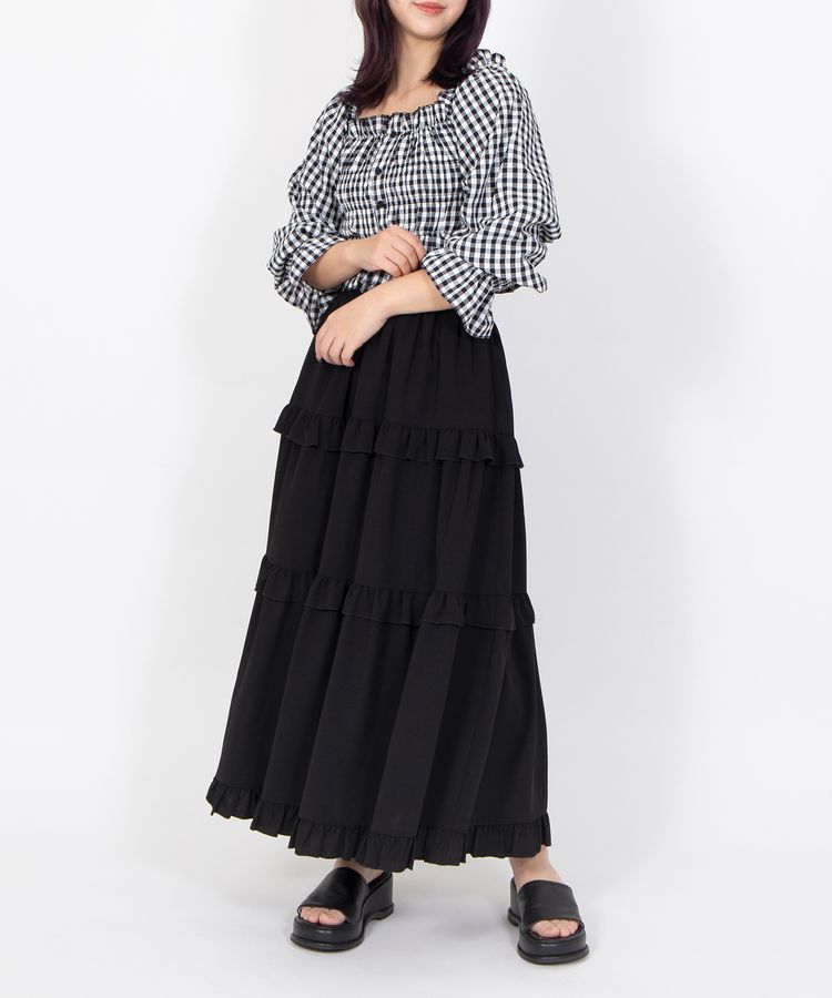 フリルティアードロングスカート