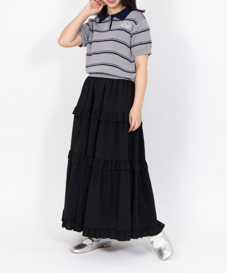 フリルティアードロングスカート