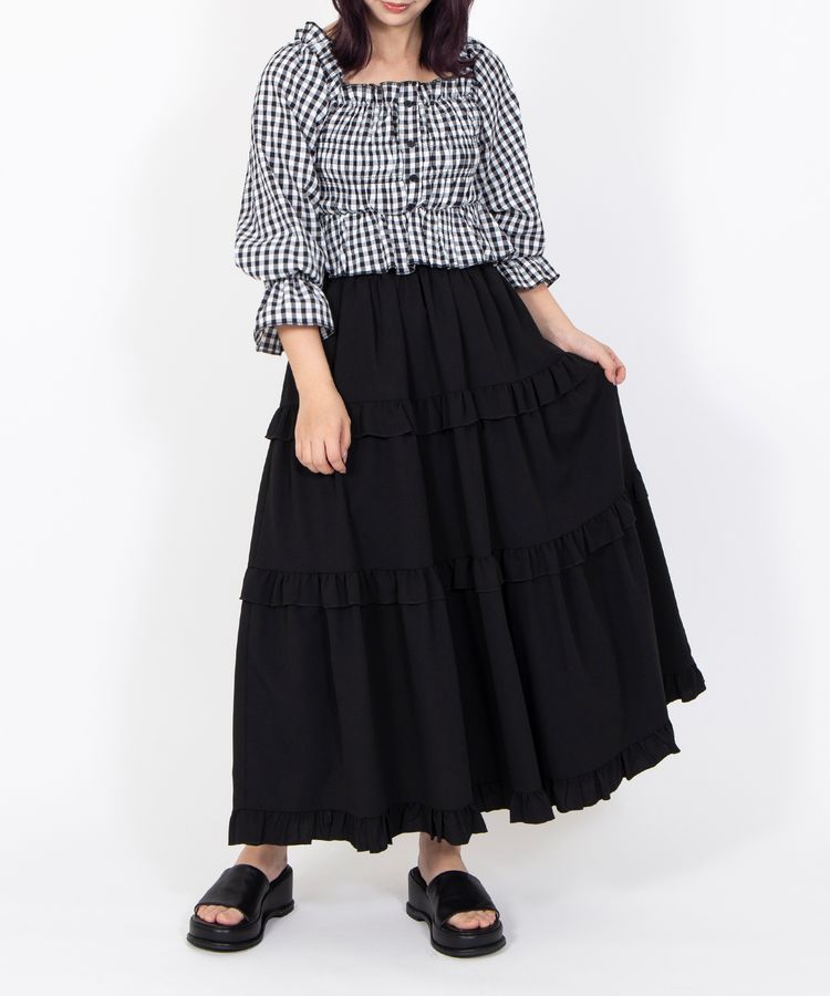 フリルティアードロングスカート