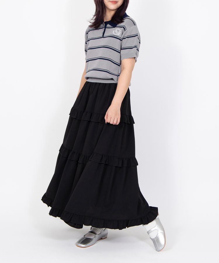 フリルティアードロングスカート