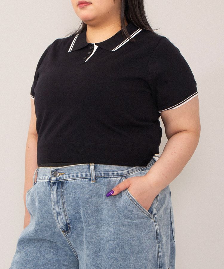 半袖ポロニット