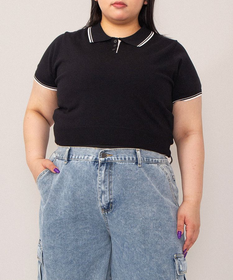 半袖ポロニット