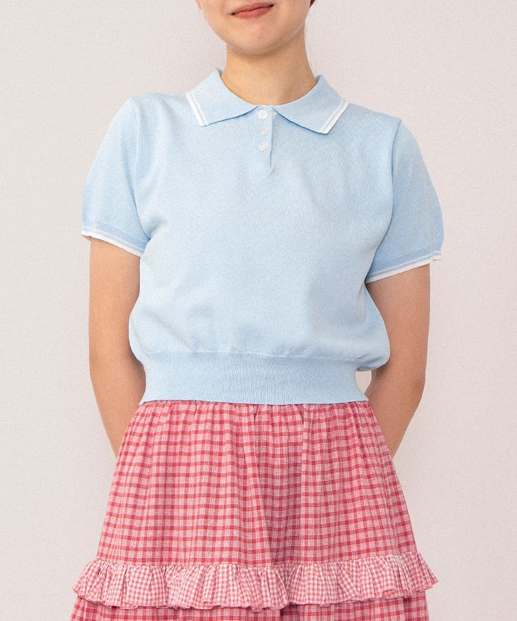 半袖ポロニット