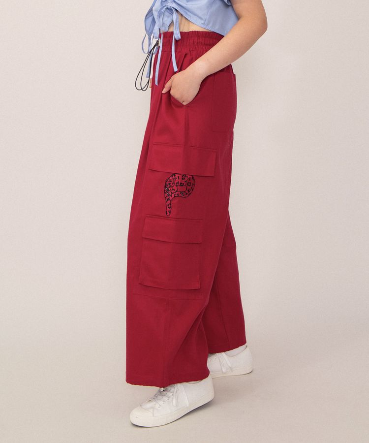 パンサー刺繍ワイドカーゴパンツ