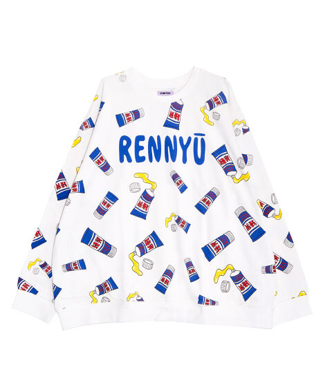 美品　オフホワイト　タイダイ　青　白　ビジュー　スウェット　トレーナー 新サイズ】フード総柄スウェット[商品：PN18AW-018-6-15] - PUNYUS