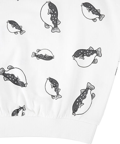 フード総柄スウェット(TOMATO RENNYU FUGU KIWI)[商品：PN18AW