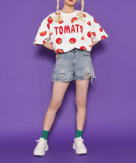 フード総柄Tシャツ（TOMATO KIWI RENNYU）[商品：PN18AW-019-5R