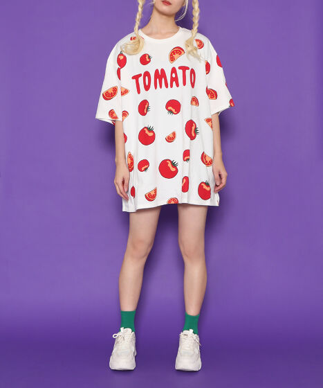 フード総柄Tシャツ（TOMATO KIWI RENNYU）[商品：PN18AW-019-5R