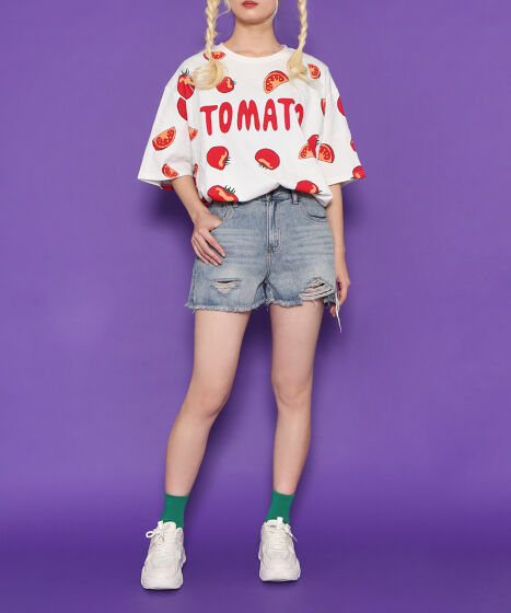 おいしい給食　非売品　Tシャツ フード総柄Tシャツ（TOMATO KIWI RENNYU）[商品：PN18AW-019-5R