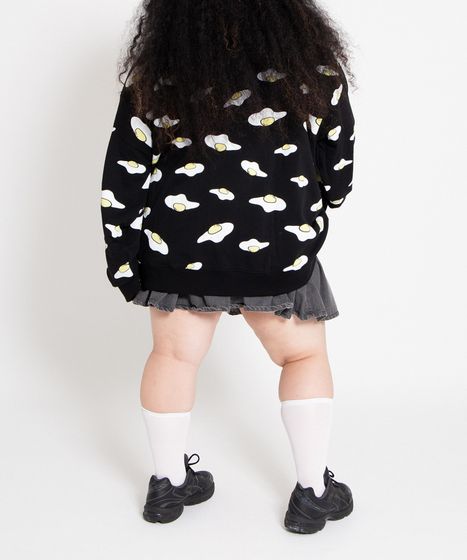 PUNYUS プニュズ 目玉焼き medamayaki 黒 スウェット PUNYUS（プニュズ） tシャツ 目玉焼き総柄Tシャツ(MEDAMAYAKI
