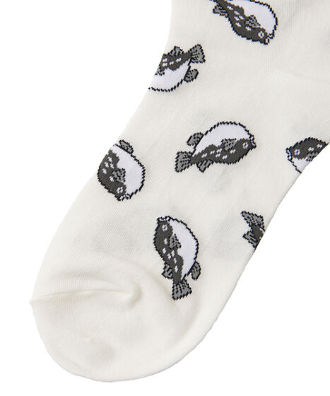 フード総柄ソックス(FUGU RENNYU KIWI)[商品：PN18SS-038-3R] - PUNYUS