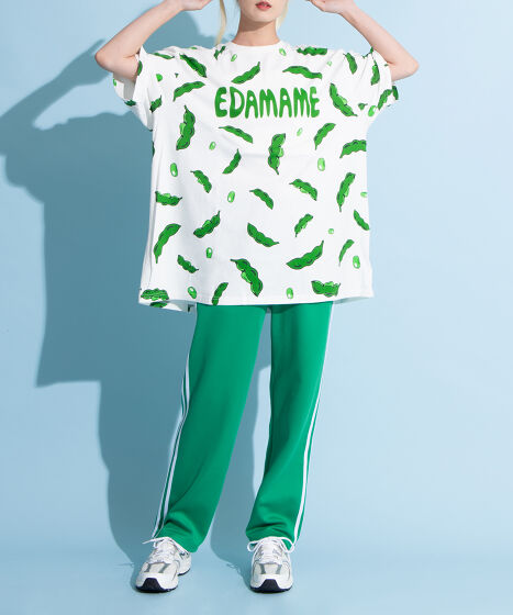 naptime総柄TシャツMサイズ PUNYUS tシャツ フード総柄Tシャツ(NINJIN・LEMON・EDAMAME