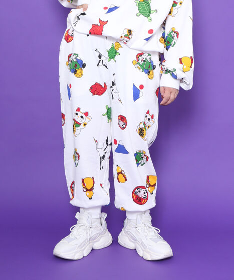 PUNYUS ピザ トレーナー パンツ フード総柄スウェット(IMO KAKI)[商品：PN16AW-077-6R] - PUNYUS