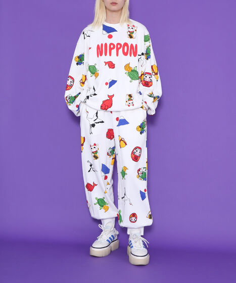 （超希少）Flexwitme スウェット　サイズS フード総柄スウェット(LEMON NINJIN EDAMAME)[商品：PN18SS-099