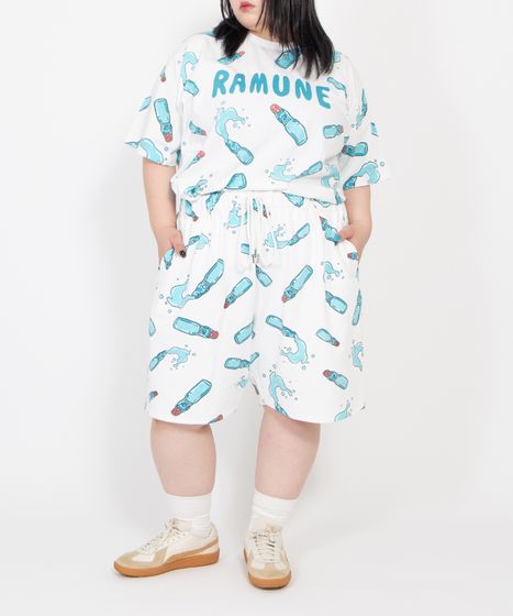 新サイズ】フード総柄スウェットショートパンツ[商品：PN21SS-032-2-15