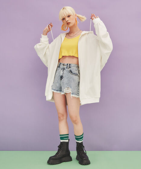 ダメージデニムショートパンツ[商品：PN23T-005] - PUNYUS