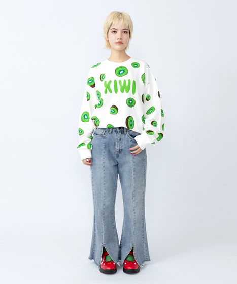 フロントスリットデニムフレアパンツ[商品：PN22SS-009] - PUNYUS