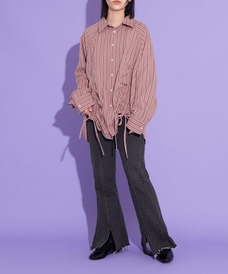 フロントスリットデニムフレアパンツ[商品：PN22SS-009] - PUNYUS