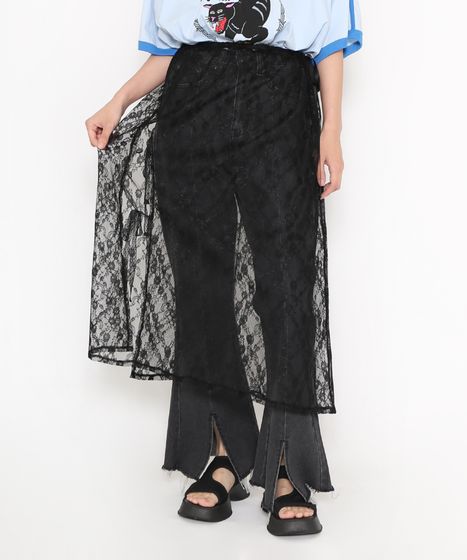 フロントスリットデニムフレアパンツ[商品：PN22SS-009] - PUNYUS