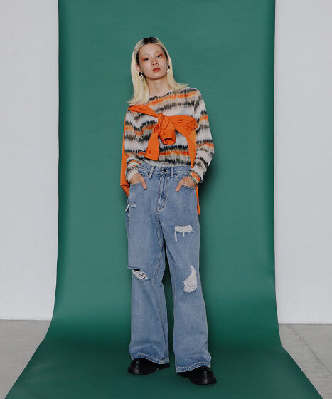LEINWANDE グラデーションシアーブラウス グラデーションシアートップス（Tシャツ/カットソー）｜PUNYUS