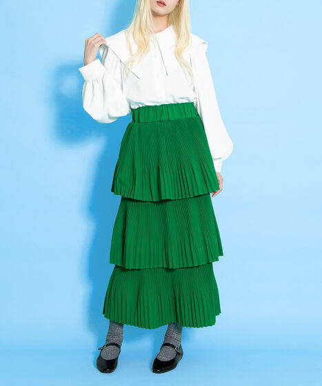 プリーツティアードロングスカート[商品：PN23AW-011] - PUNYUS