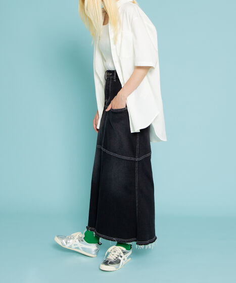 デザインデニムロングスカート[商品：PN23AW-013] - PUNYUS