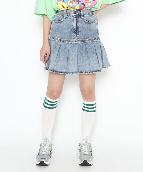 プリーツヘムデニムミニスカート[商品：PN23SS-019] - PUNYUS Online
