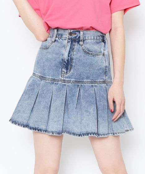 プリーツヘムデニムミニスカート[商品：PN23SS-019] - PUNYUS Online