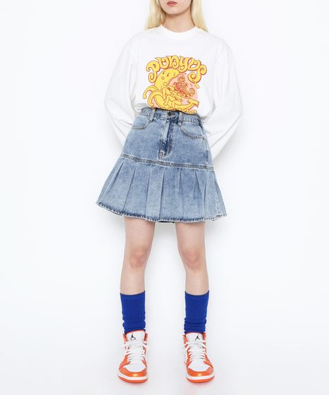プリーツヘムデニムミニスカート[商品：PN23SS-019] - PUNYUS Online