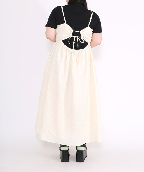 未使用級ꕥヌキテパ 2025 完売品 別注 ブラックポプリン オーガンザキャミ FREAK'S STORE/フェイクレザー バックリボン キャミワンピース