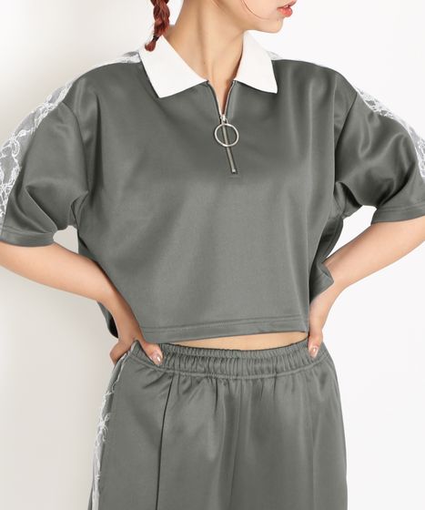 レースラインハーフZIPジャージTシャツ[商品：PN24AW-005-2] - PUNYUS 