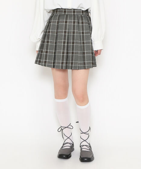 ボックスプリーツチェックミニスカート[商品：PN24AW-015