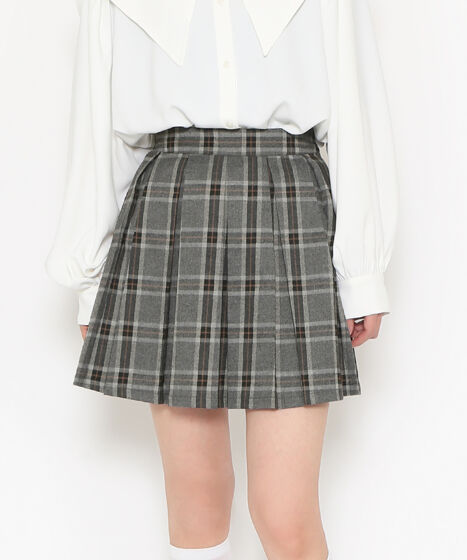 ボックスプリーツチェックミニスカート[商品：PN24AW-015