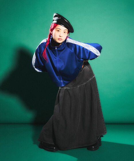 PLEATS PLEASE スカート プリント転写 デニム調 プリーツプリーズ