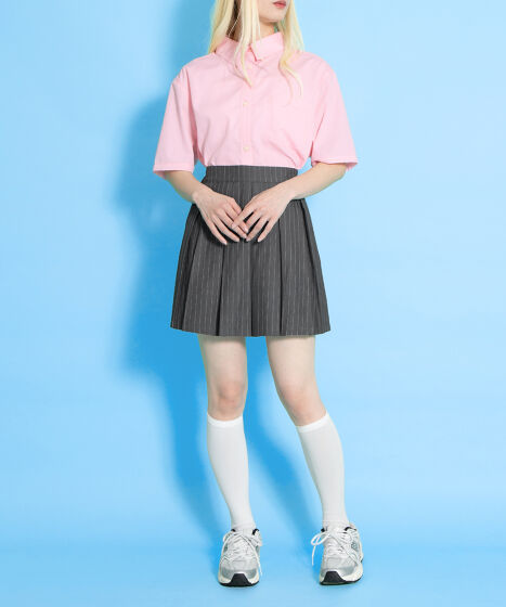 ピンストライプボックスプリーツミニスカート[商品：PN24AW-023