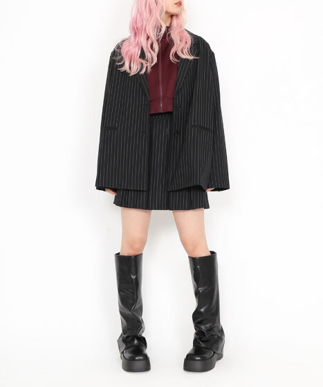 ピンストライプボックスプリーツミニスカート[商品：PN24AW-023