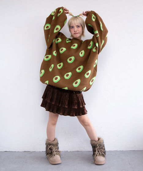 フード総柄ニット[商品：PN24AW-030] - PUNYUS Online Store / 公式通販