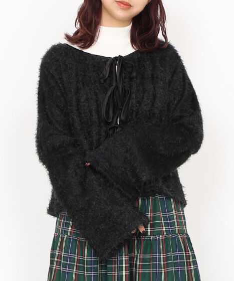 【新品】BUNON オーガンジー　黒　カーディガン スポンディッシュZIPニットカーディガン｜INGNI(イング) 公式通販