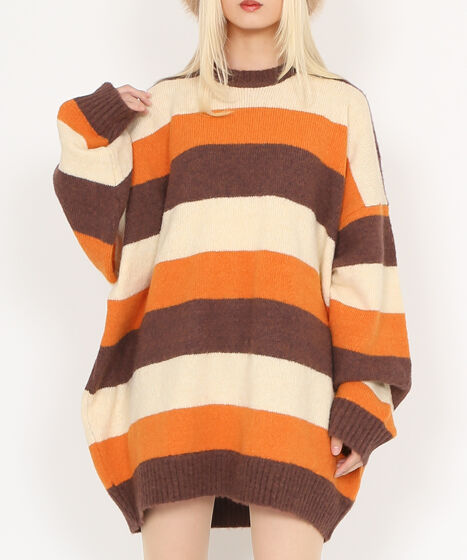 マルチボーダーオーバーニット[商品：PN24AW-054] - PUNYUS