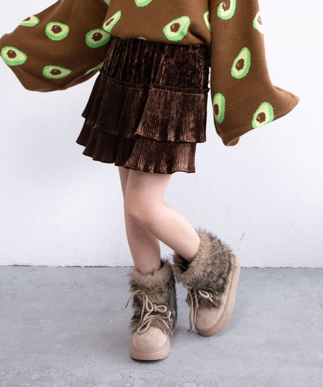 ベロアプリーツティアードミニスカート[商品：PN24AW-063] - PUNYUS