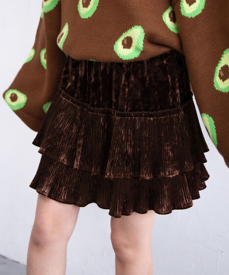 ベロアプリーツティアードミニスカート[商品：PN24AW-063] - PUNYUS