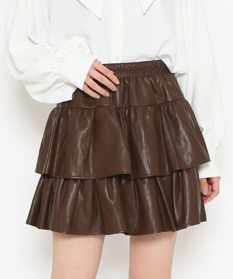 CFIERCE ステッカー　ミニスカート ギャザーレザーミニスカート – Darich (ダーリッチ)