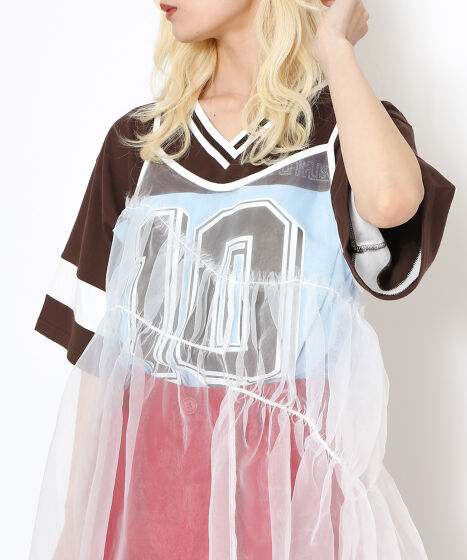 リメイク　テーブルクロス　レースキャミワンピース① オーガンジーリメイクキャミワンピース[商品：PN24SS-070