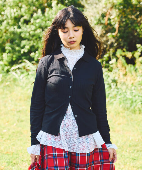 襟付きカーディガン[商品：PN25AW-002] - PUNYUS Online Store / 公式通販