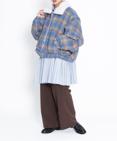 ボア襟チェック柄ブルゾン[商品：PN25AW-018] - PUNYUS Online Store
