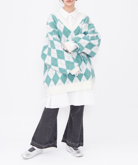 アーガイルVネックニット[商品：PN25AW-025] - PUNYUS Online Store