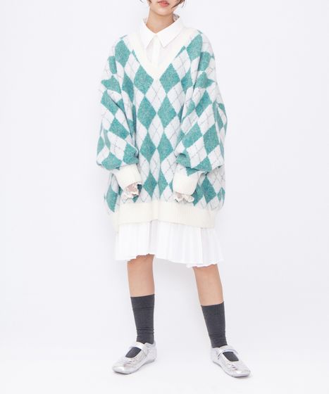 アーガイルVネックニット[商品：PN25AW-025] - PUNYUS Online Store